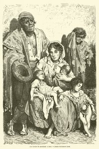 En familie af tiggere i Jaen af Gustave after Dore