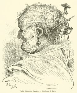 Gammel kvinde fra Valencia af Gustave after Dore