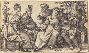 To kærlige par med klovn af after Hans Sebald Beham