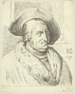 Fantasi Portræt af gammel mand med hat af after Hendrick Goltzius