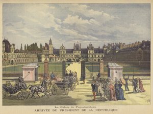 Den franske præsident ankommer til Palais de Fontainebleau