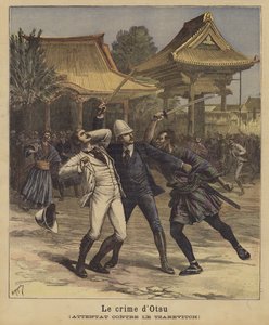 Attentatforsøg mod Tsesarevich Nicholas af Rusland, Otsu, Japan, 1891 af after Henri Meyer