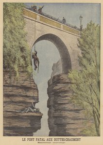 Redning af et selvmordsforsøg ved broen i Parc des Buttes-Chaumont, Paris