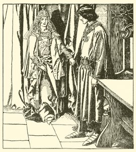 Dronning Morgana dukker op for Sir Launcelot af after Howard Pyle