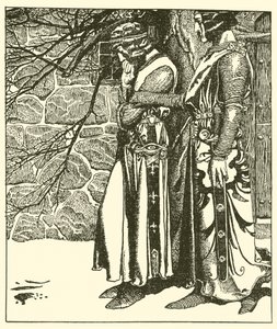 Sir Kay afbryder jer meditationer af Sir Percival af after Howard Pyle