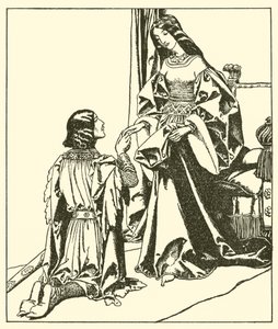 Sir Launcelot hilser på dronning Guinevere