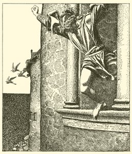 Sir Tristram springer ud i havet af after Howard Pyle