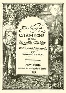 Titelside på Historien om Mestrene ved det runde bord af after Howard Pyle
