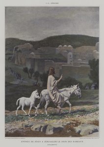 Detalje fra Kristus indtog i Jerusalem palmesøndag af after Jean Leon Gerome