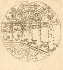 Tre figurer i et galleri af after Jean de Gourmont I
