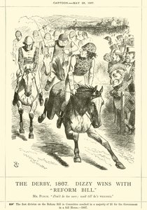 Derbyet, 1867, Dizzy vinder med Reform Bill af after John Tenniel