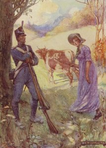Laura Secord kørte en ko før hende og passerede American Sentries af after Joseph Ratcliffe Skelton