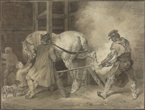 Smedeforretningen af after Léon Cogniet after Théodore Gericault