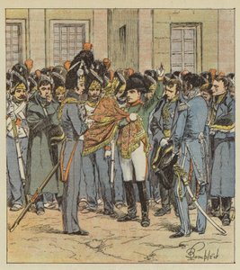 Napoleons farvel til hans garde i Fontainebleau af after Louis Charles Bombled