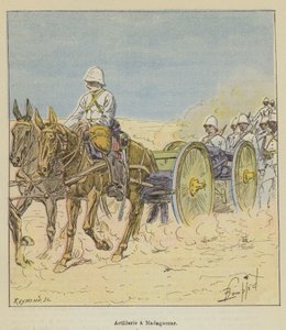 Artilleri på Madagaskar af after Louis Charles Bombled