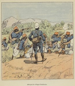 Angreb på landsbyen Andratra af after Louis Charles Bombled