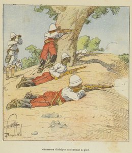 Afrikanske jægere kæmper til fods af after Louis Charles Bombled