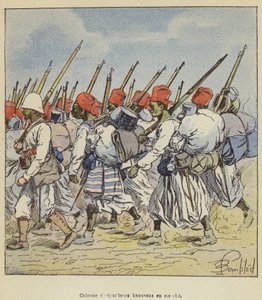 Søjle af Hausa-træfninger på march af after Louis Charles Bombled