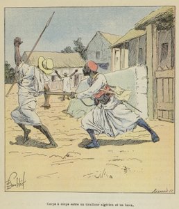 Nærkamp mellem en algerisk riffelmand og en hova af after Louis Charles Bombled