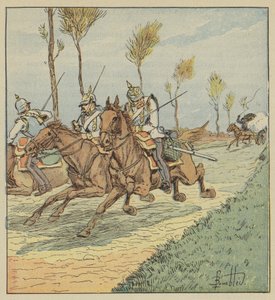 Preussiske kurassere forfulgt af snigskytterne af after Louis Charles Bombled