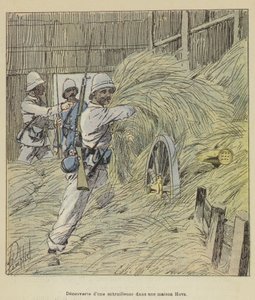 Opdagelse af et maskingevær i et Hova-hus af after Louis Charles Bombled