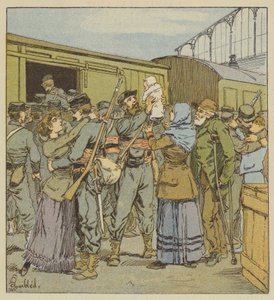 Indskibning af franc-tireurs fra Paris af after Louis Charles Bombled