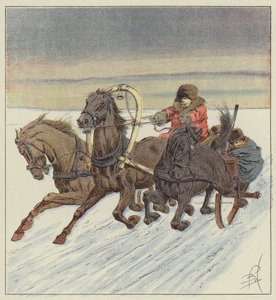 I trojka på Baikal af after Louis Charles Bombled