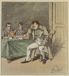 Og Napoleon forblev tavs et par Øjeblikke med Hovedet hvilende paa hans ene Haand. af after Louis Charles Bombled