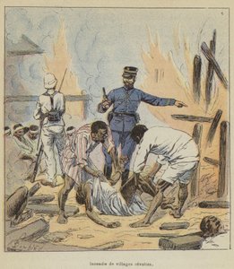 Ild i oprørslandsbyer af after Louis Charles Bombled