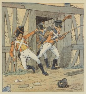 Schweizisk infanteri, grenader af 1. regiment, Fusilier fra 2. og 3. regiment af after Louis Charles Bombled