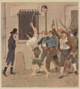 Jeg var blevet mødt af en gruppe afskyelige mænd, der gik med hovedet for enden af ​​en gedde af after Louis Charles Bombled