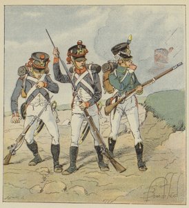 Ung garde, 1806, værnepligtig-grenader, tirailleur-grenader, flanker-jæger af after Louis Charles Bombled