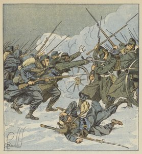 Boudot-firmaet, af de 11. chasseurs, kører på et tysk batteri af after Louis Charles Bombled