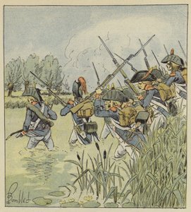 Den franske hær krydser Piave af after Louis Charles Bombled
