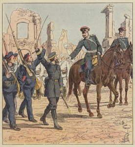 Kaptajn de Marolles og general Stessel af after Louis Charles Bombled