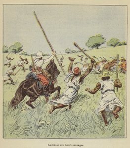 Jagt på vilde okser af after Louis Charles Bombled