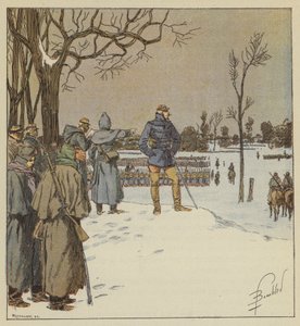 General Chanzy scanner fronten af stillingerne den 11. januar før slaget af after Louis Charles Bombled
