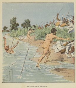 Bagholdsangreb på Marosakoa af after Louis Charles Bombled