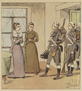 De unge piger fra Verdun og soldaterne fra Condes hær af after Louis Charles Bombled