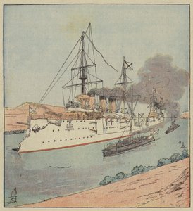 Russiske krigsskibe i Suez-kanalen af after Louis Charles Bombled