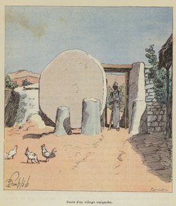 Dør til en madagaskisk landsby af after Louis Charles Bombled