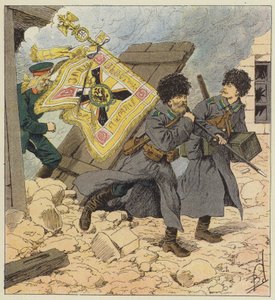 Redning af flaget under bombningen af ​​Vladivostok af after Louis Charles Bombled