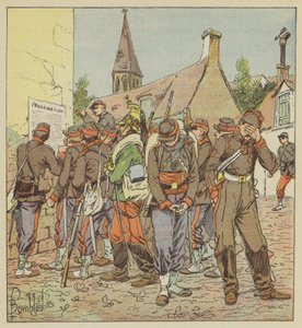 Soldater fra Loire-floden læser sagen om kapitulationen af Metz af after Louis Charles Bombled
