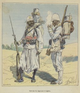 Soldater fra det algeriske regiment af after Louis Charles Bombled