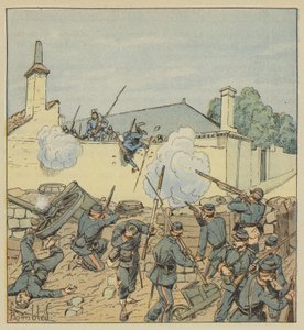 Overraskelse ved barrikaden på rue Galante af after Louis Charles Bombled