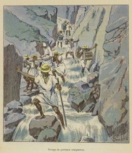 Madagaskars portørertrup af after Louis Charles Bombled