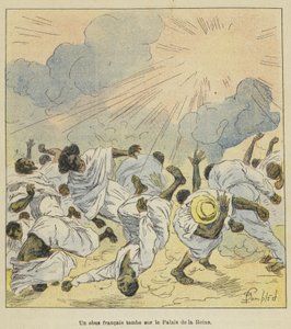 En fransk granat falder på dronningens palads af after Louis Charles Bombled