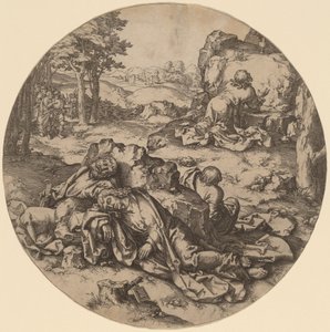 Kristus ved Oliebjerget af after Lucas van Leyden