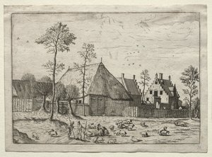 Udsigt over landsbyer i Brabant og Campine: Hyrder med flok af after Master of the Small Landscapes