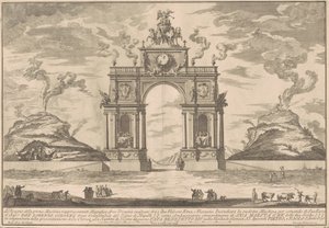 Prima Macchina for Kina fra 1756: En triumfbue mellem Etna og Vesuv af after Paolo Posi Giuseppe Pozzi